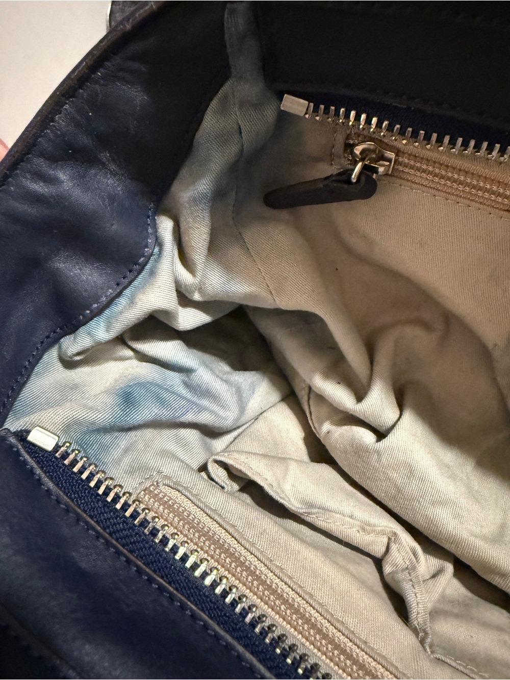 PROJECT BAG! COACH Navy Leather Perforated Tote with Yellow Tassel Charm - Picture 7 of 14